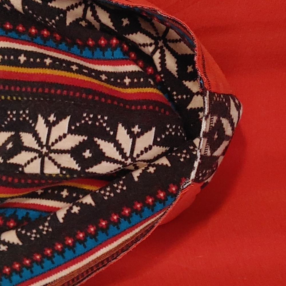 Sacred Threads Orange Hooded Open-Front Cardigan sz Medium w/Aztec Snowflake - Picture 6 of 6
